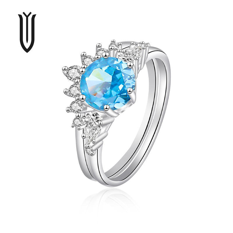 High Jewelry Ice Flower  Women's Sterling Silver Proposal Wedding Fashion Ring wholesale