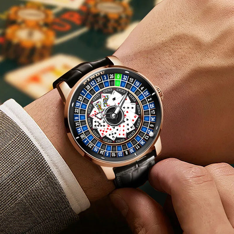 New Mechanical Watch  Poker Rotating Dial Las Vegas Roulette Table Theme Automatic