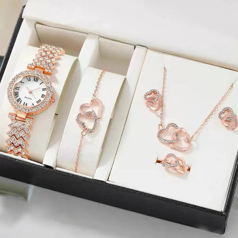 Luxury Watches 6PCS Set Women Watch Female Clock