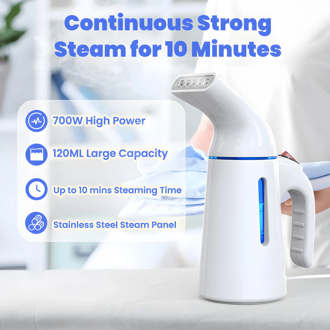 Portable Handheld Garment Steamer 120ml Capacity 700W Auto Shut-Off Steamer