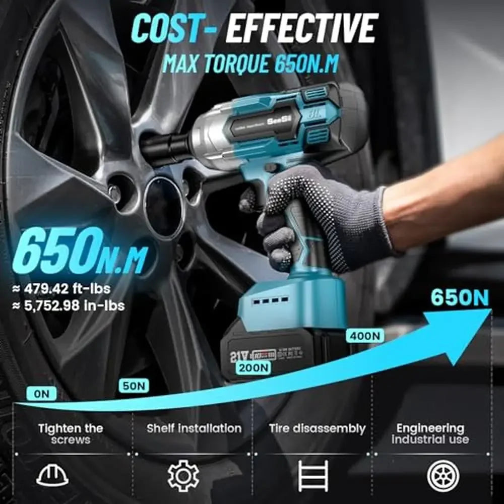 Cordless Impact Wrench, 1/2 in. Maximum Torque 479 ft-lb (650 Nm)