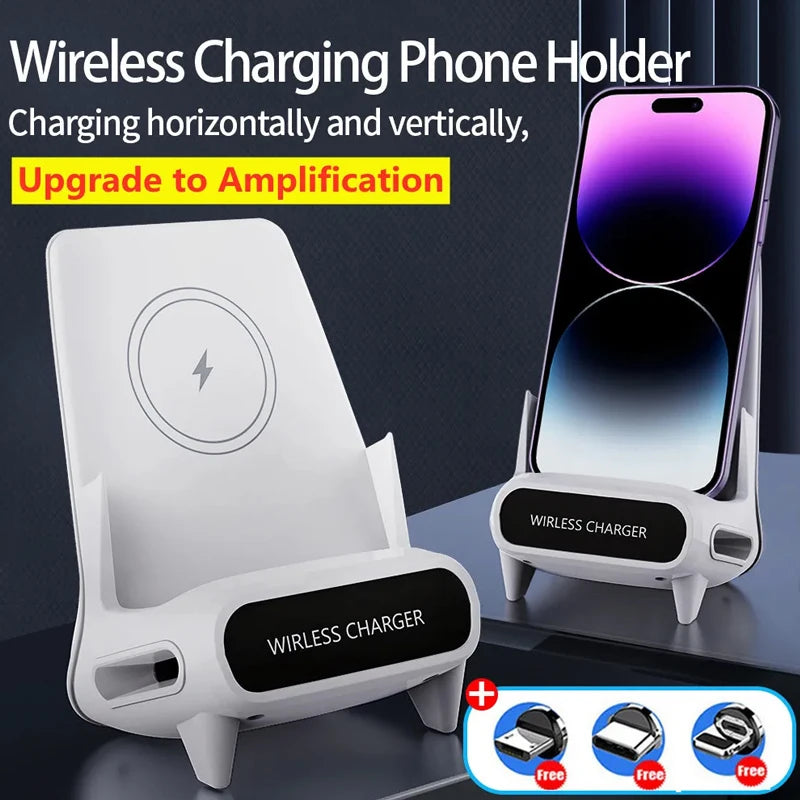 Wireless Charger Stand Pad Desktop Mobile Phone Holder Bracket 15W Fast Charging Station Dock Mount for iPhone Samsung Xiaomi LG