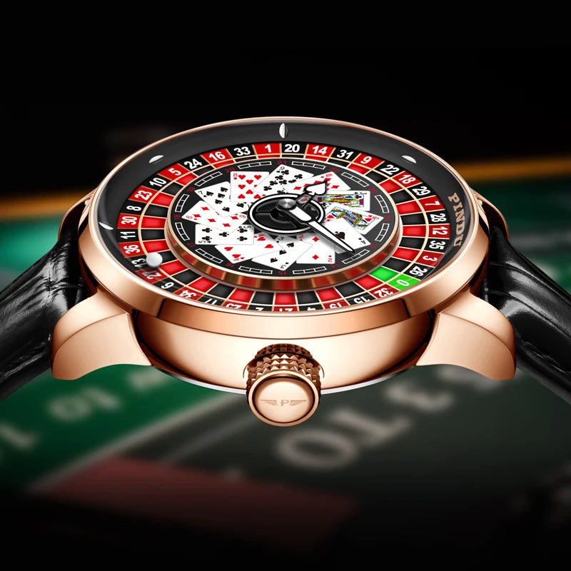 New Mechanical Watch  Poker Rotating Dial Las Vegas Roulette Table Theme Automatic