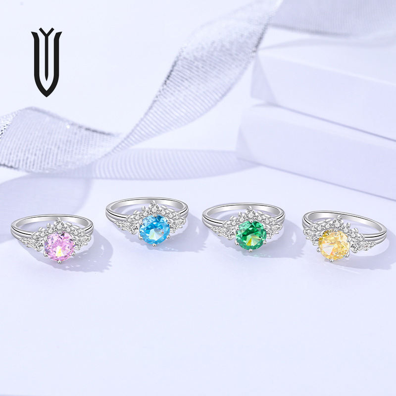 High Jewelry Ice Flower  Women's Sterling Silver Proposal Wedding Fashion Ring wholesale