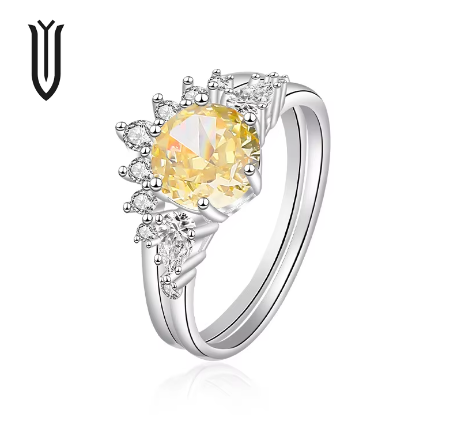 High Jewelry Ice Flower  Women's Sterling Silver Proposal Wedding Fashion Ring wholesale