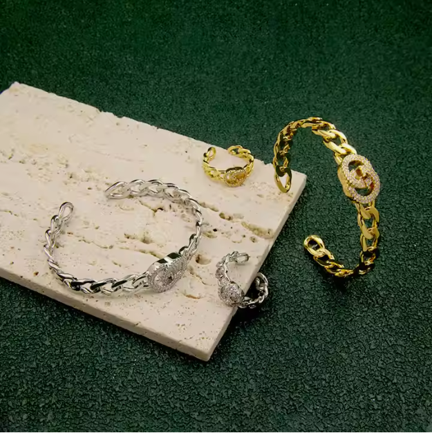 fashion jewelry bracelets & bangles double G cuban chain duff bracelet.