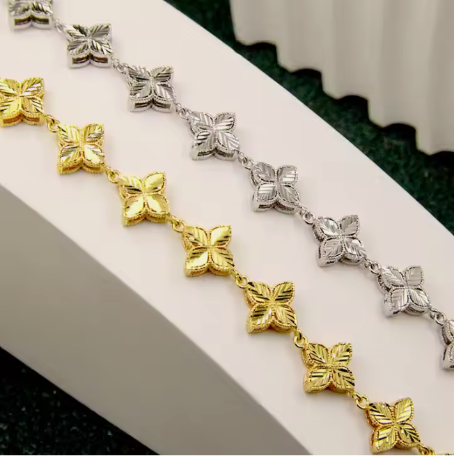 Women's Bracelet Eleven Diamond Cut Olive Leaves Flower fashion jewelry bracelets