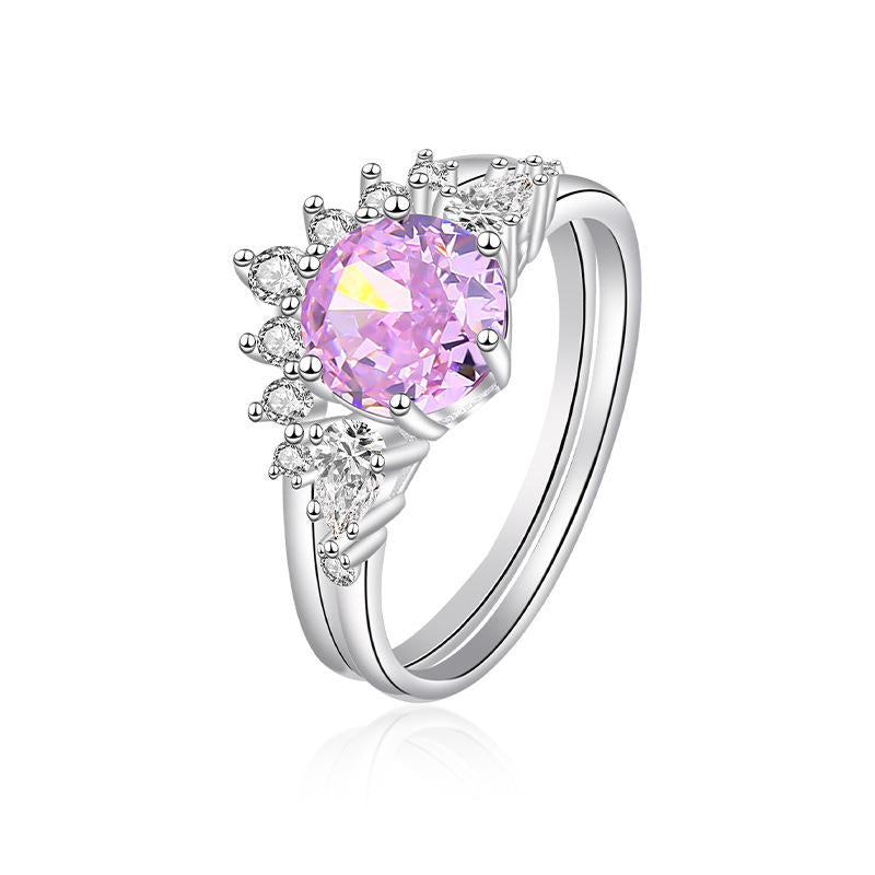 High Jewelry Ice Flower  Women's Sterling Silver Proposal Wedding Fashion Ring wholesale